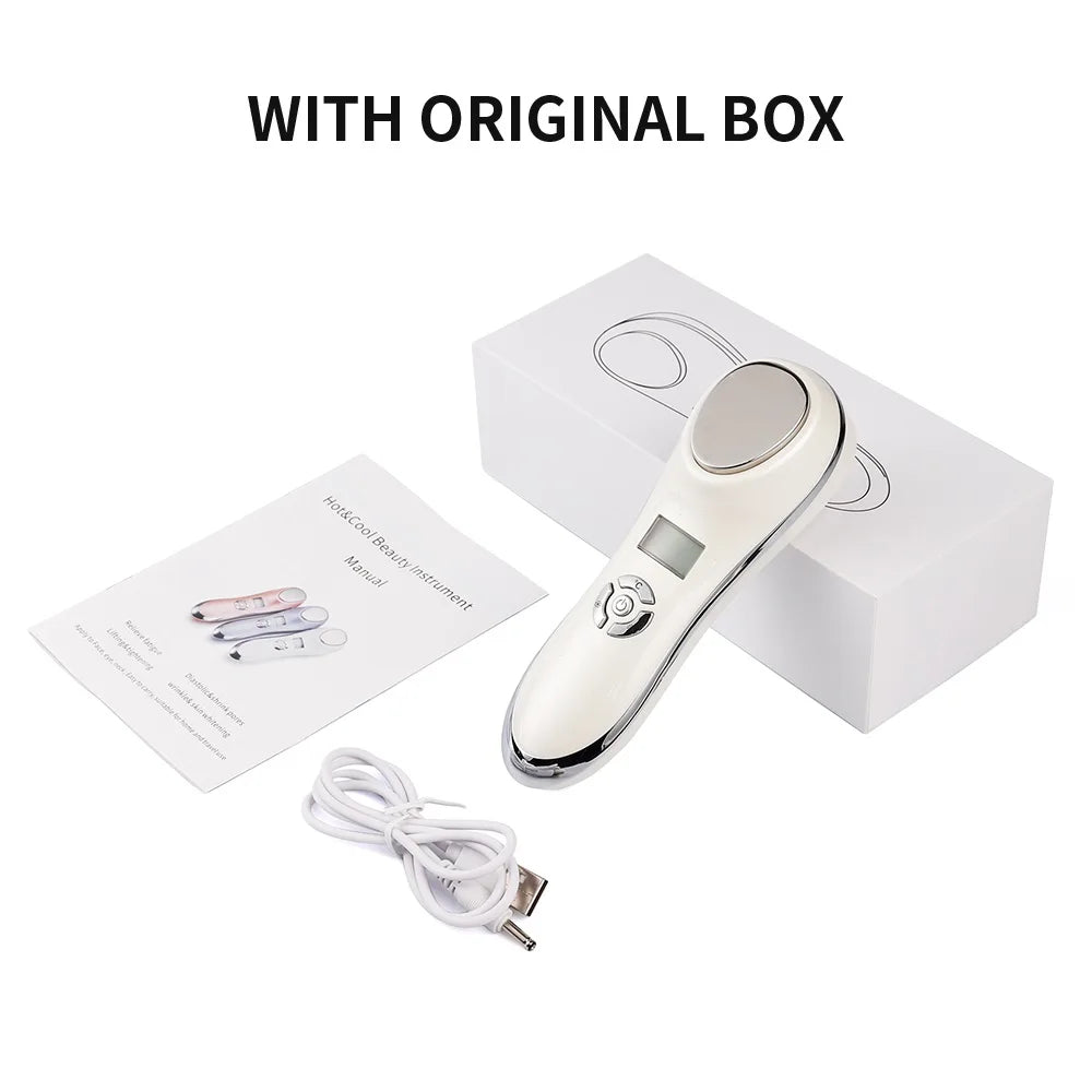 Portable Hot Cold Hammer Beauty Device Ultrasonic Cryotherapy Skin Lifting Tightening Vibration Massager Shrink Pores Anti Aging