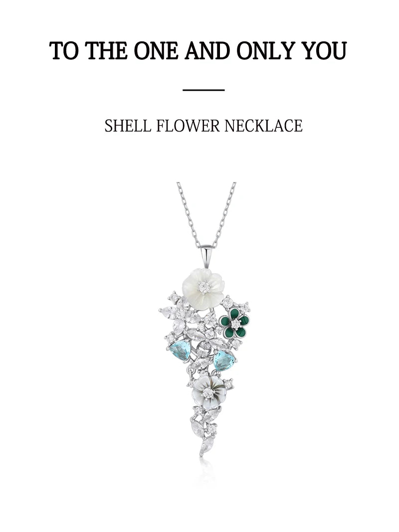 Laya 925 Sterling Silver Summer Hot Style Luxury Jewelry High Quality Zircon Natural Shell Flower Necklace For Women 2022 Trend