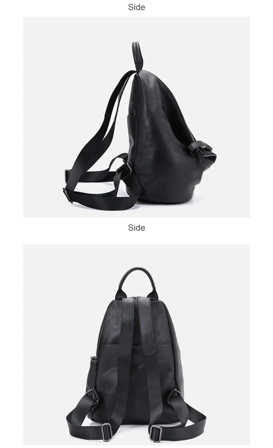 Zency Women's Genuine Leather Anti-theft Backpack Black Lady Knapsack High Quality Zipper Buckle Rusksack 2024 New Back Beige