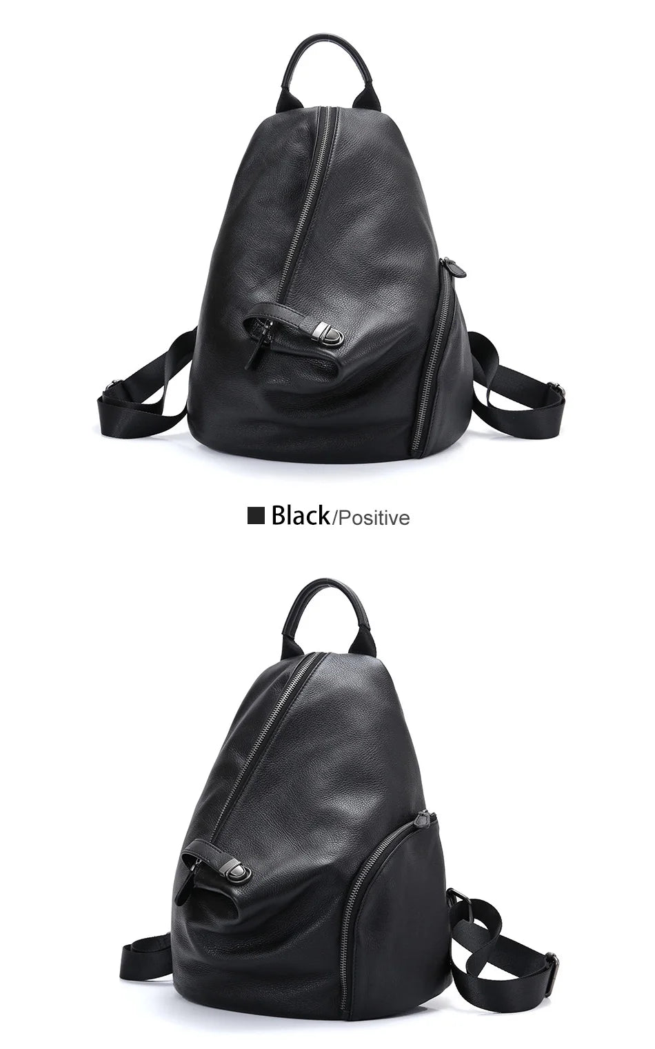 Zency Women's Genuine Leather Anti-theft Backpack Black Lady Knapsack High Quality Zipper Buckle Rusksack 2024 New Back Beige