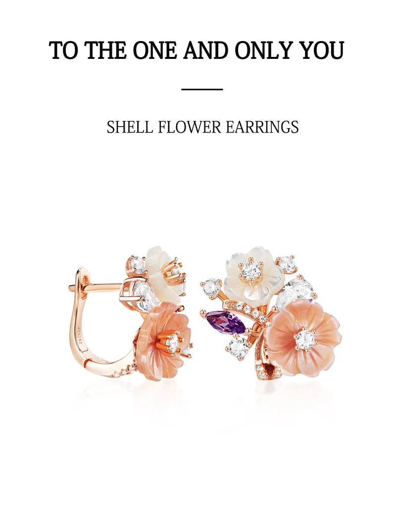 Laya Clip Earrings For Women High Quality Zircon Natural Shell Flower 925 Sterling Silver Fashion Original Jewelry 2022 Trend