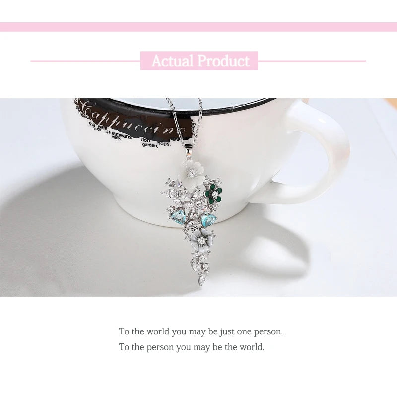 Laya 925 Sterling Silver Summer Hot Style Luxury Jewelry High Quality Zircon Natural Shell Flower Necklace For Women 2022 Trend