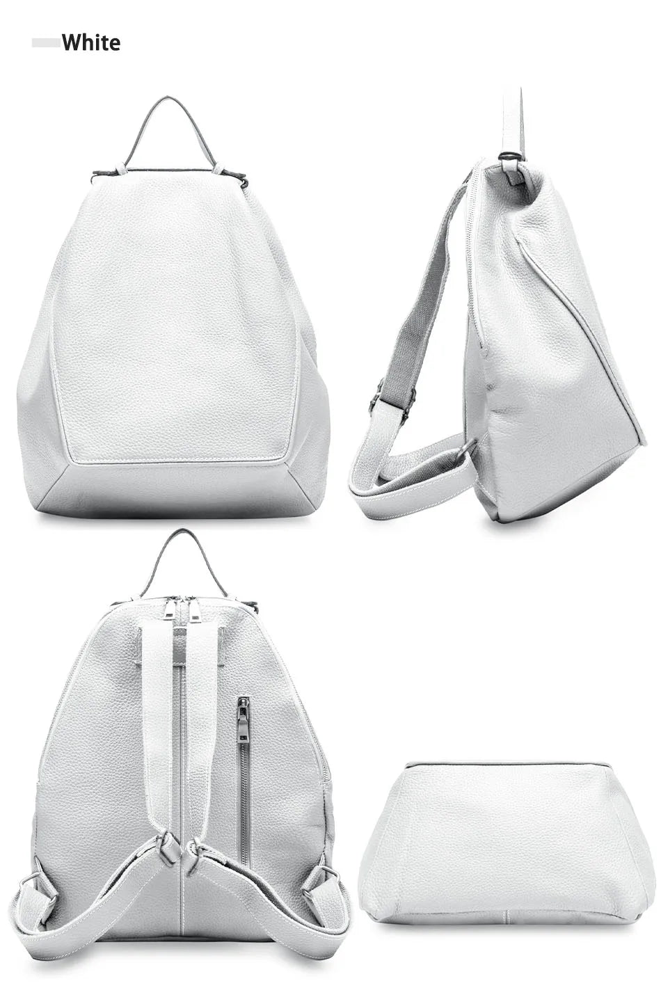 Zency Women Stylish Classic Backpack Khaki Genuine Leather Knapsack Satchel Purse Roomy with Pockets Fit A4 Ipad 9.7'' Rucksack