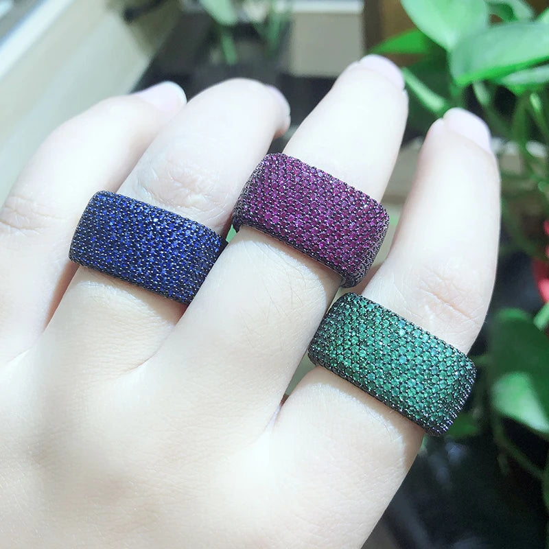 Bride Talk Luxury Big Square Rings Unique Design Colorful Cubic Zirconia Fashion Bridal Jewelry For Wedding Women Accessories
