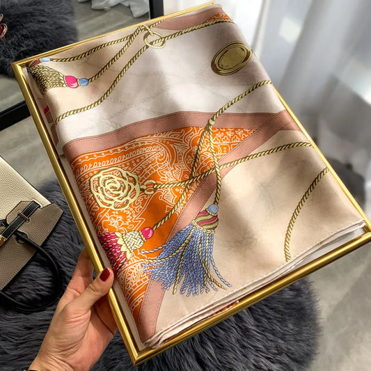 Bufanda de seda 100 % pura morera con estampados de moda