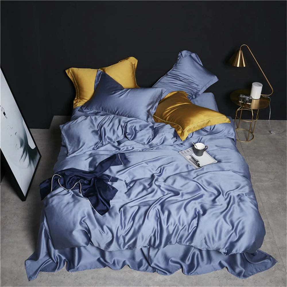 Lanlika White 100% Silk Bedding Set Double Queen King Duvet Cover Fitted Sheet Or Flat Sheet Bed Linen Pillowcase 4PCS