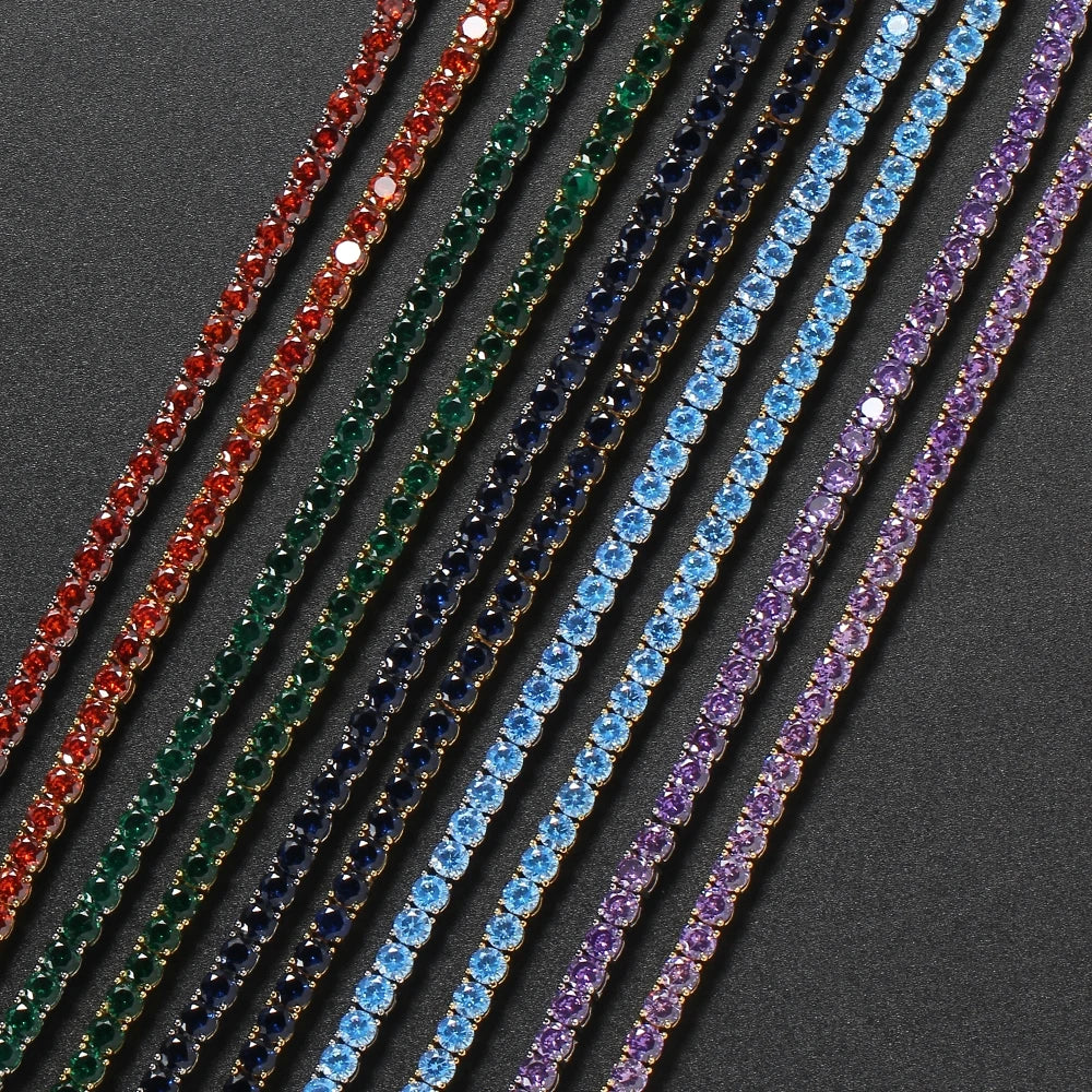 Bracciali Tennis con Zirconi Colorati di qualità AAA da 4 mm