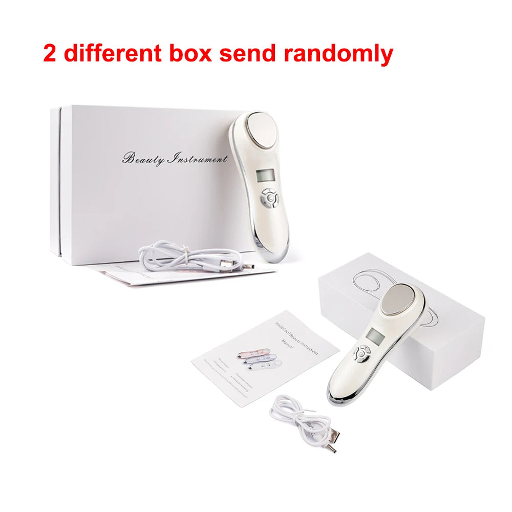 Portable Hot Cold Hammer Beauty Device Ultrasonic Cryotherapy Skin Lifting Tightening Vibration Massager Shrink Pores Anti Aging