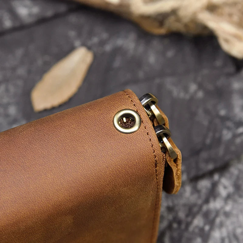 Men's crazy horse Leather long wallet Zip around genuine leather wallet Phone case purse with coin pocket 4 interlayer pocket