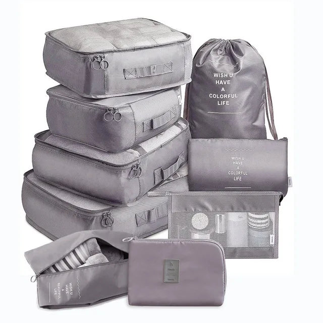 9 Pieces Set Travel Organizer Storage Bags Suitcase Packing Set Storage Cases Portable Luggage Organizer Clothes Shoe Tidy Pouch