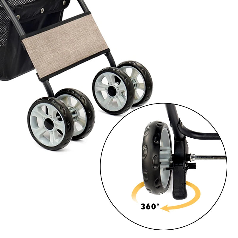 Foldable Pet Stroller 4-Wheel Dog Travel Stroller Pushchair Jogger with Storage Basket for Puppy Cat Pet Suplies Outdoor