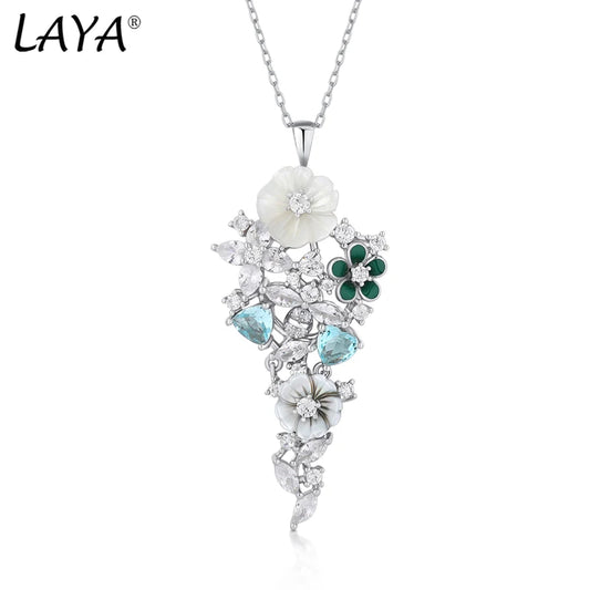Laya 925 Sterling Silver Summer Hot Style Luxury Jewelry High Quality Zircon Natural Shell Flower Necklace For Women 2022 Trend