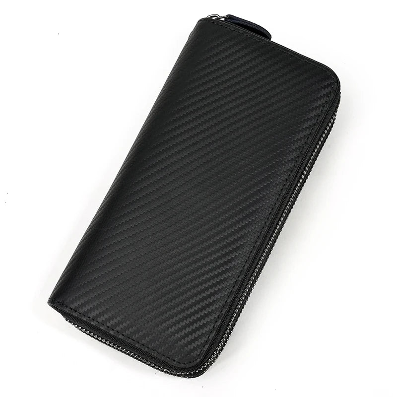 Men's crazy horse Leather long wallet Zip around genuine leather wallet Phone case purse with coin pocket 4 interlayer pocket