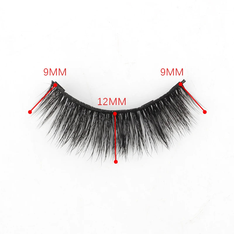Set di 3 Paia di Extension Ciglia Magnetiche con Eyeliner e Pinzetta
