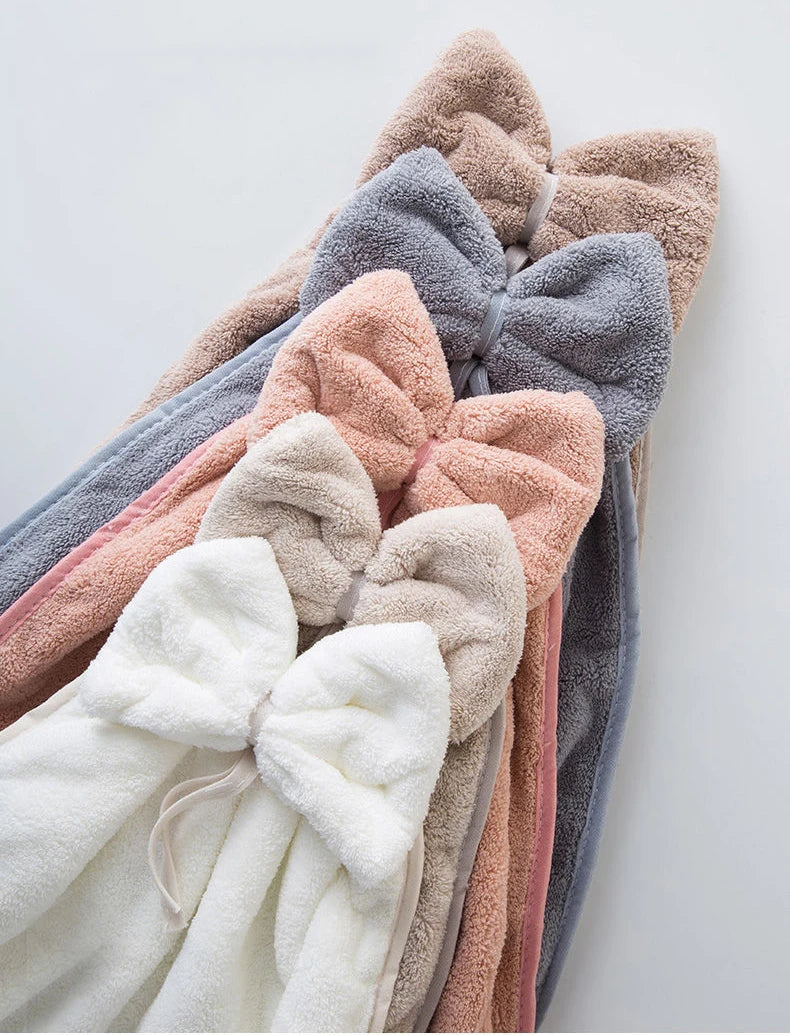 Bowknot Hand Towels for Kitchen Bathroom Coral Velvet Microfiber Soft Quick Dry Absorbent Cleaning Cloths Home Sauna Terry Towel