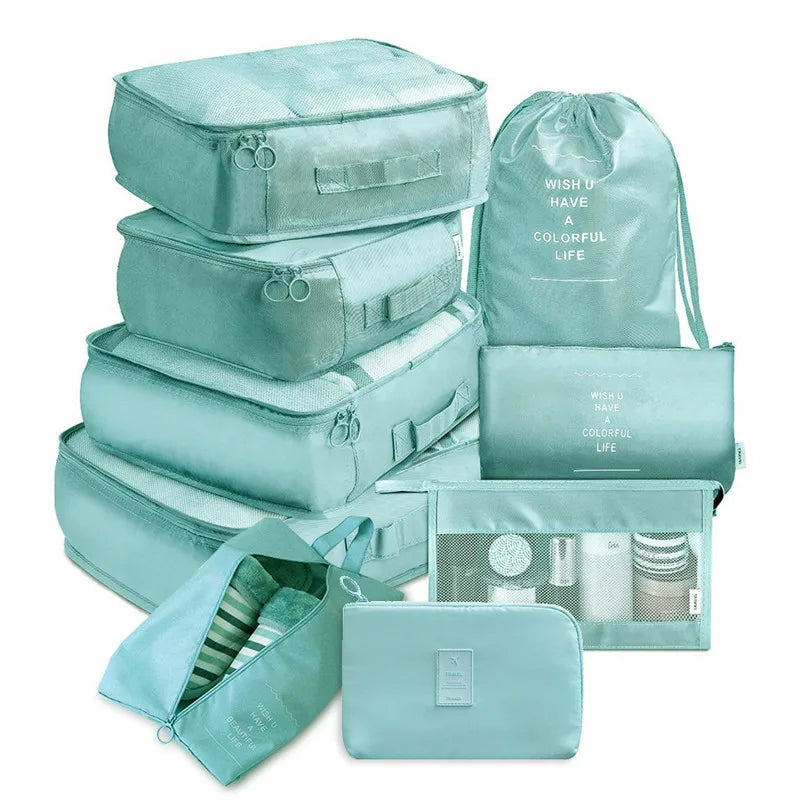 9 Pieces Set Travel Organizer Storage Bags Suitcase Packing Set Storage Cases Portable Luggage Organizer Clothes Shoe Tidy Pouch