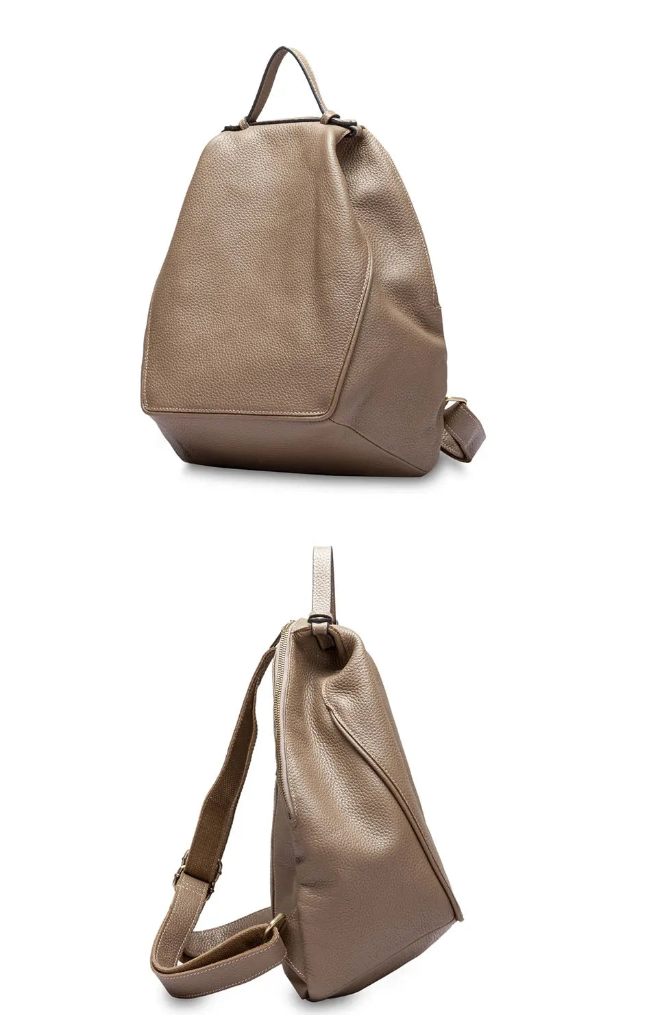 Zency Women Stylish Classic Backpack Khaki Genuine Leather Knapsack Satchel Purse Roomy with Pockets Fit A4 Ipad 9.7'' Rucksack