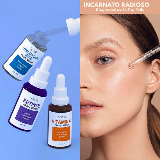 Set di 3 Sieri Viso- Acido Ialuronico, Retinolo e Vitamina C