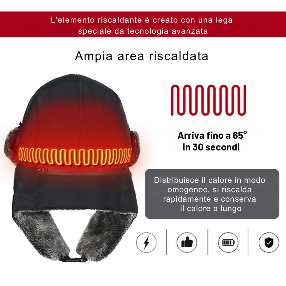 Cappello Riscaldato USB con Copri Orecchie