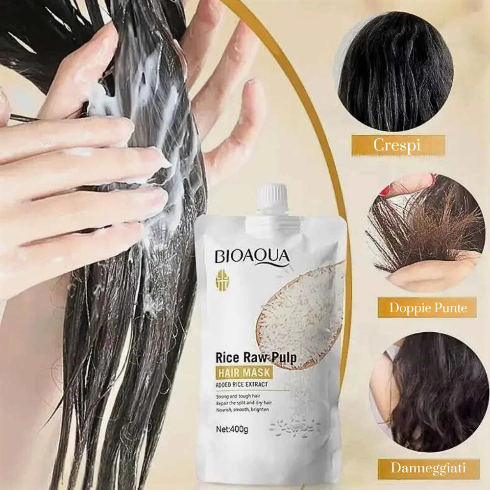 Maschera all'Estratto di Riso bianco, Maca, Collagene e Cheratina