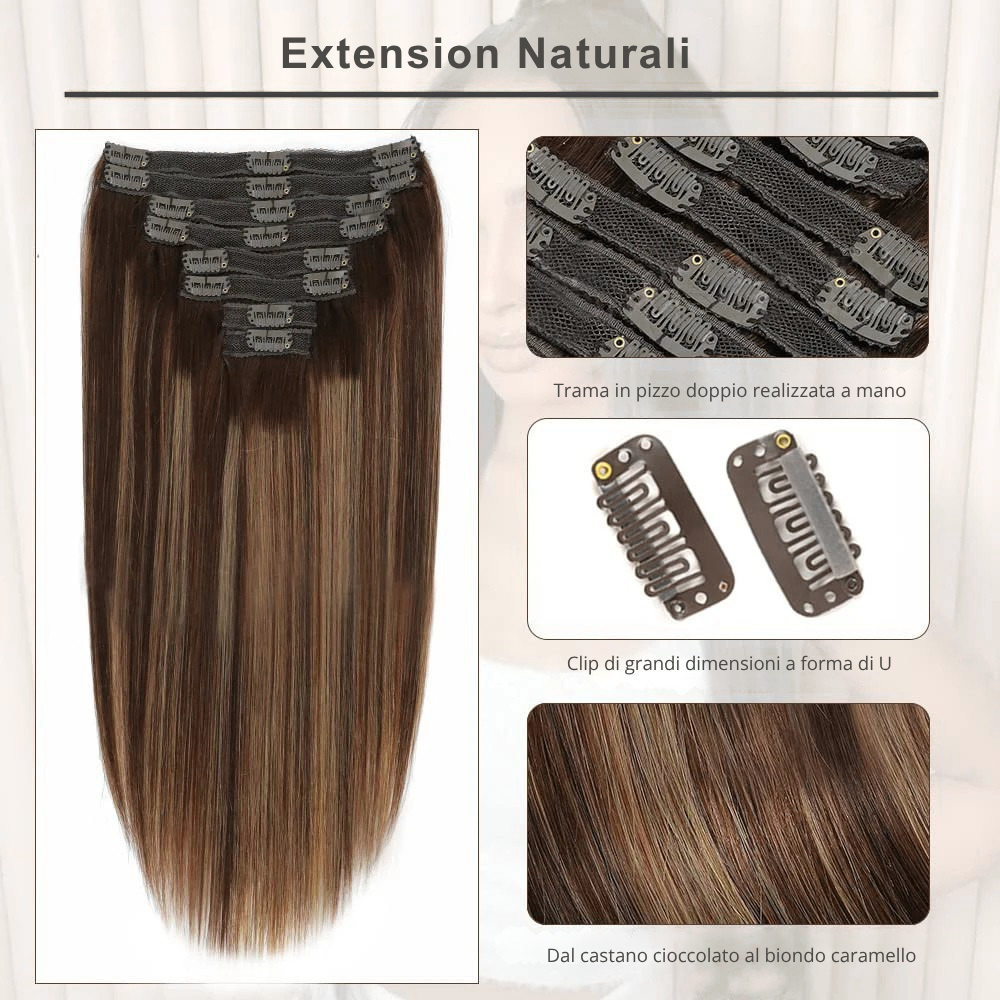 Set di 8 Fasce di Extensions di Capelli Veri