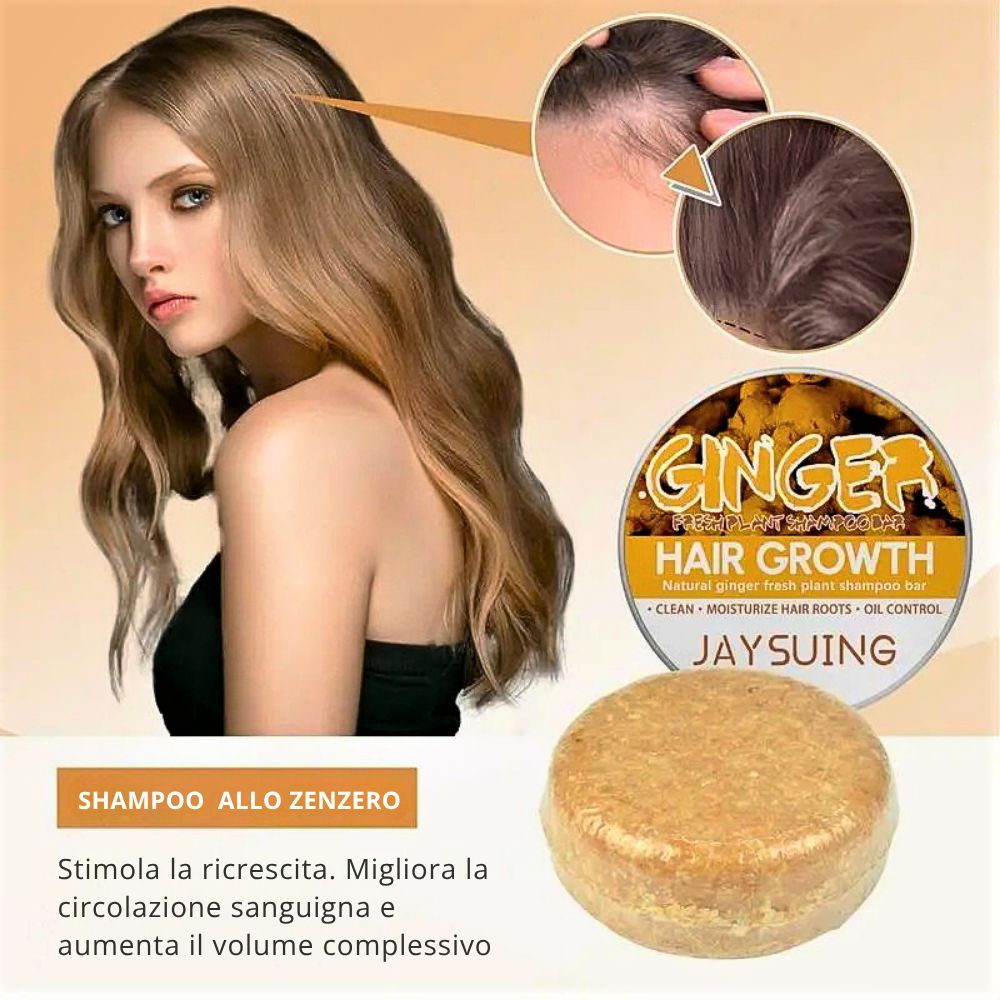 Shampoo Solido allo Zenzero Anticaduta e Ricrescita 100% BIO