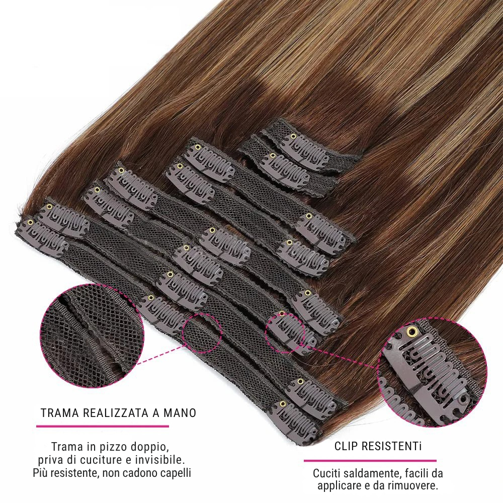 Set di 8 Fasce di Extensions di Capelli Veri