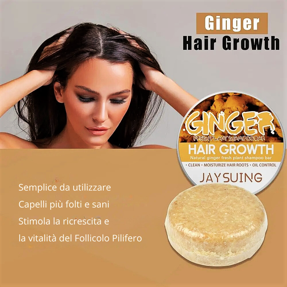 Shampoo Solido allo Zenzero Anticaduta e Ricrescita 100% BIO