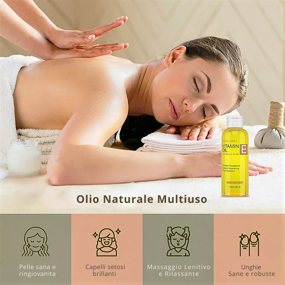 Olio alla Vitamina E per pelle, capelli e unghie