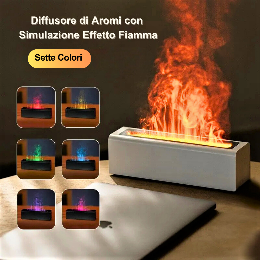 Diffusore per Aromaterapia a Ultrasuoni con simulazione di Fiamma
