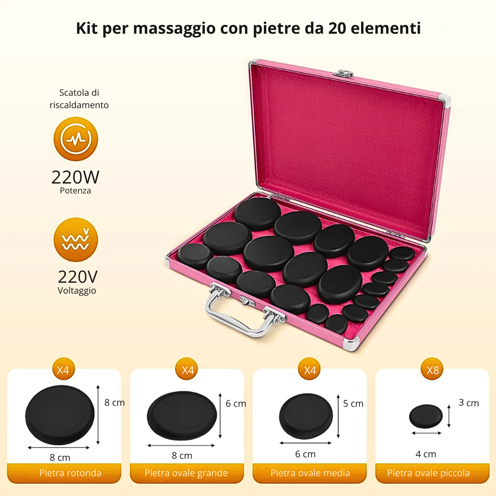 Set Massaggio con Pietre con valigetta Riscaldante