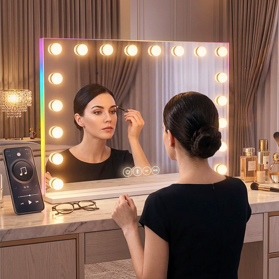 Specchio Make Up con Bluetooth, Led e Ingranditore 10X