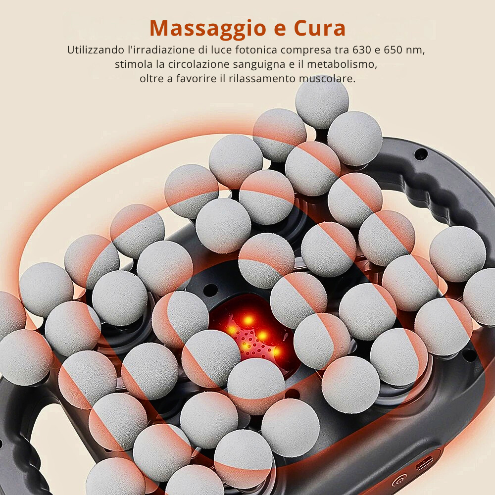 Massaggiatore Professionale con 42 Testine e Led Fotonici rossi