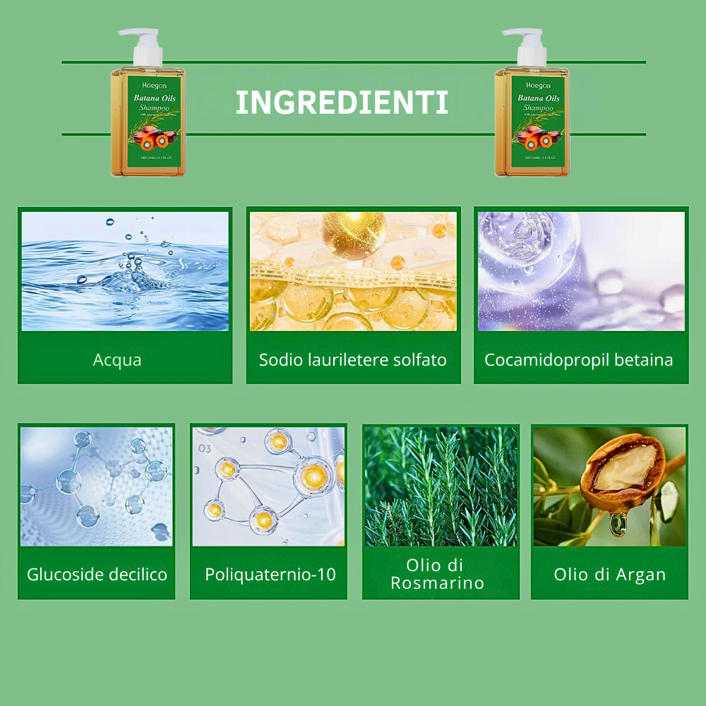 Shampoo Curativo all'Olio di Batana, Argan Marocchino e Rosmarino