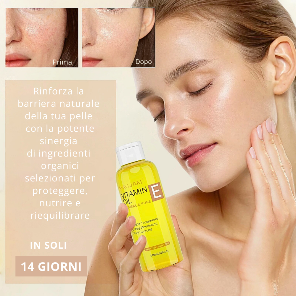 Olio alla Vitamina E per pelle, capelli e unghie