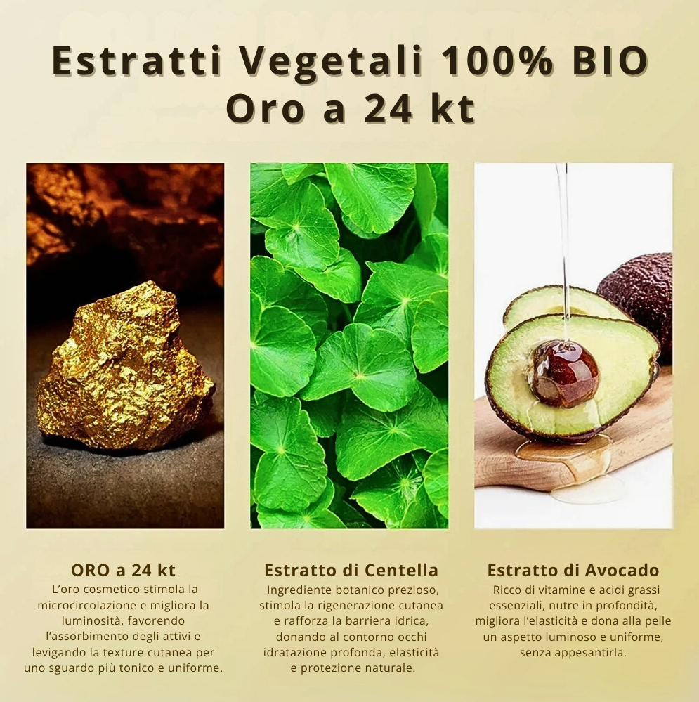 Maschere per Occhi alla Centella con Estratto di Avocado o Oro Puro