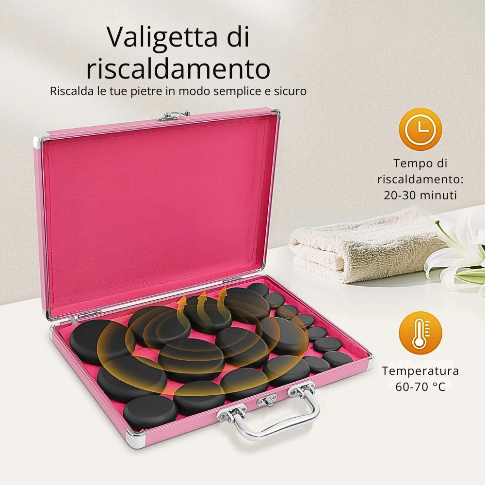 Set Massaggio con Pietre con valigetta Riscaldante