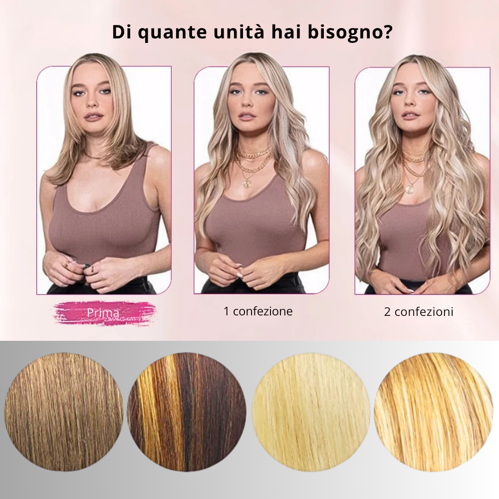 Set di 8 Fasce di Extensions di Capelli Veri