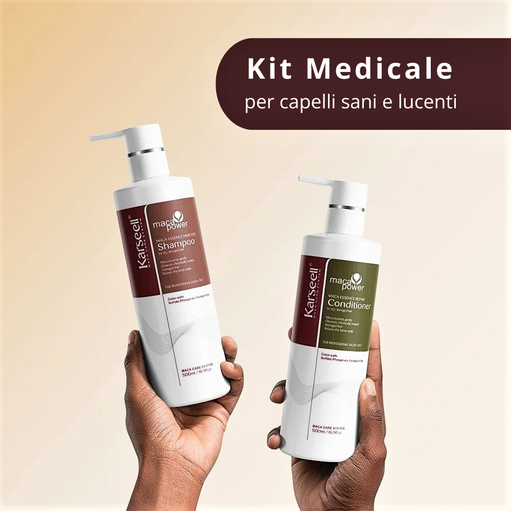 Set Shampoo-Balsamo Medicale/Farmaceutico con Oli Vegetali e Collagene