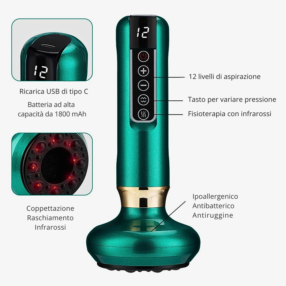 Dispositivo per Coppettazione-Scraping-Fisioterapia a Infrarossi