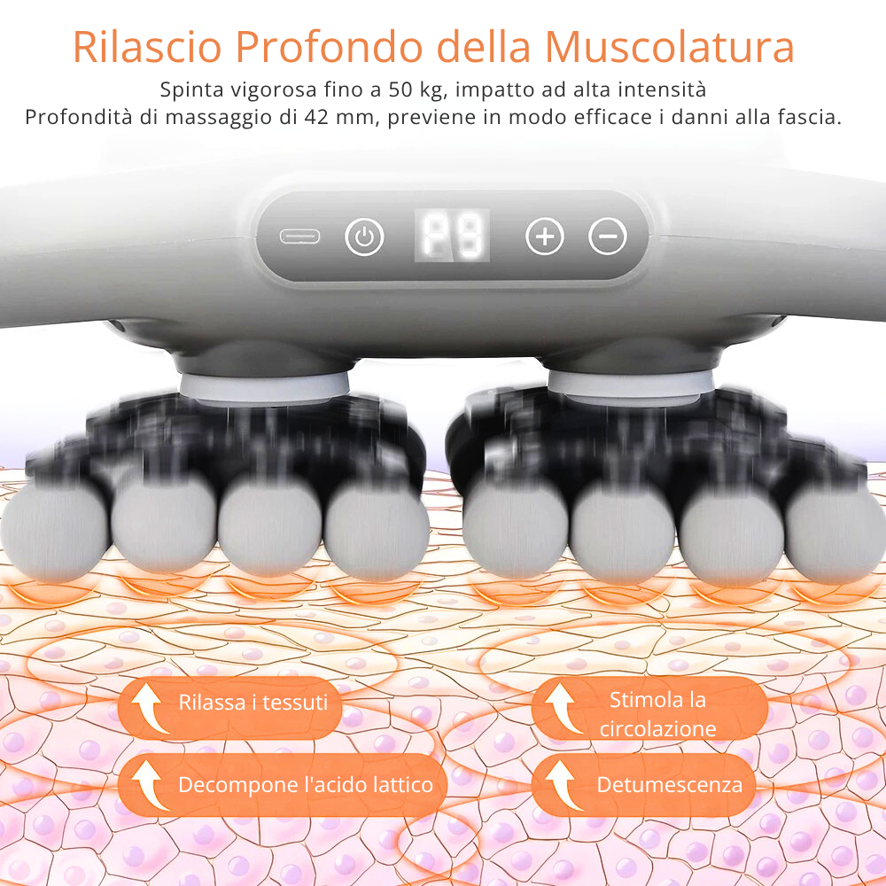 Massaggiatore Professionale con 42 Testine e Led Fotonici rossi