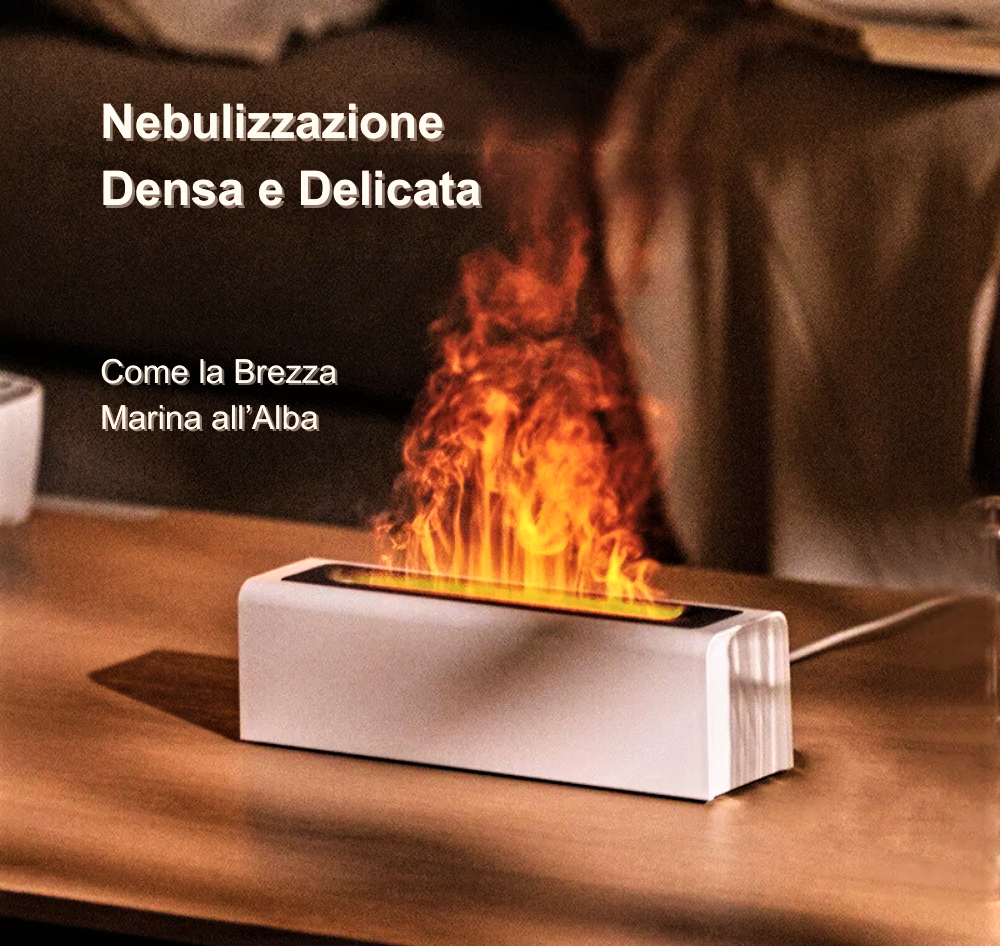 Diffusore per Aromaterapia con Simulazione di Fiamme Colorate: Design e Benessere in un Solo Dispositivo