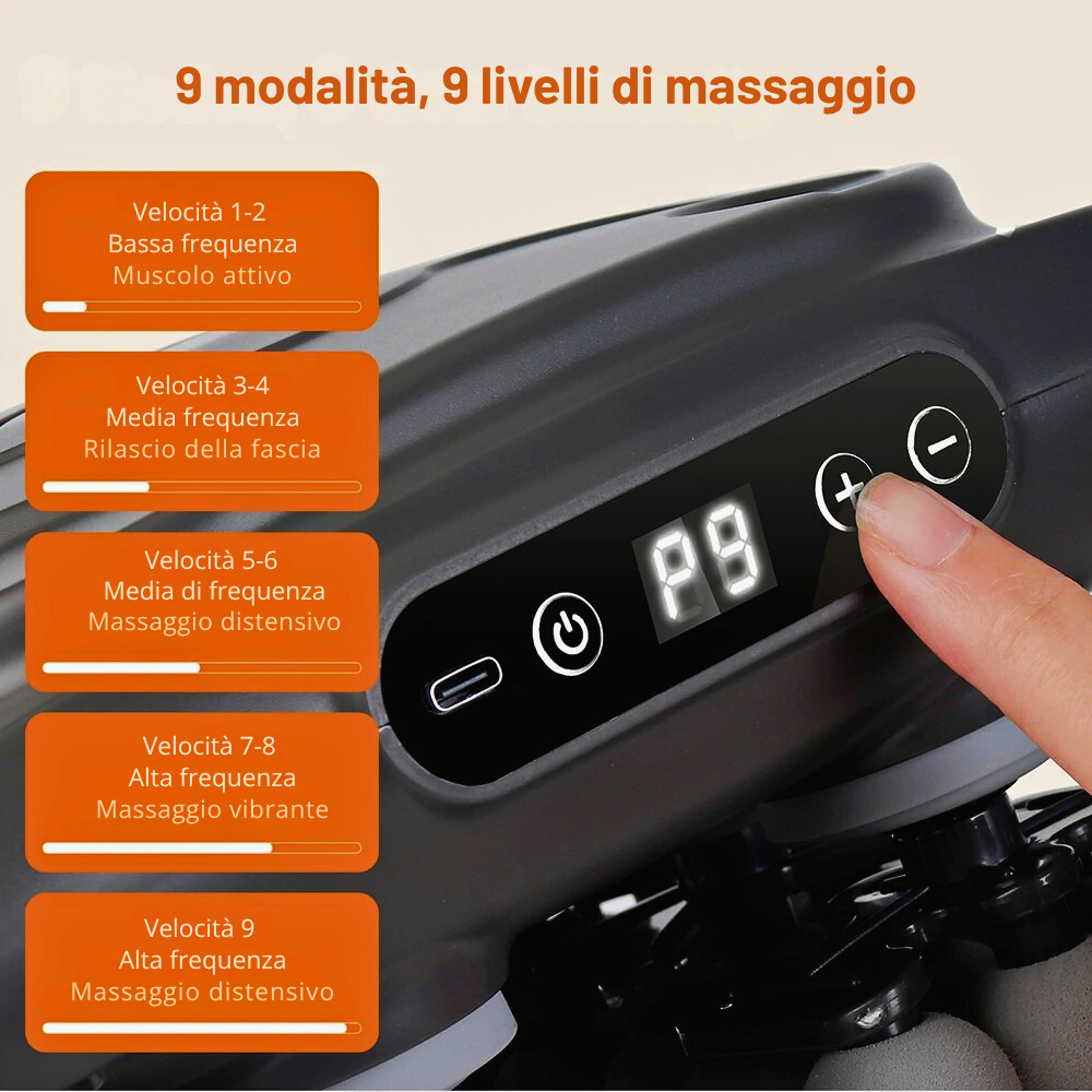 Massaggiatore Professionale con 42 Testine e Led Fotonici rossi