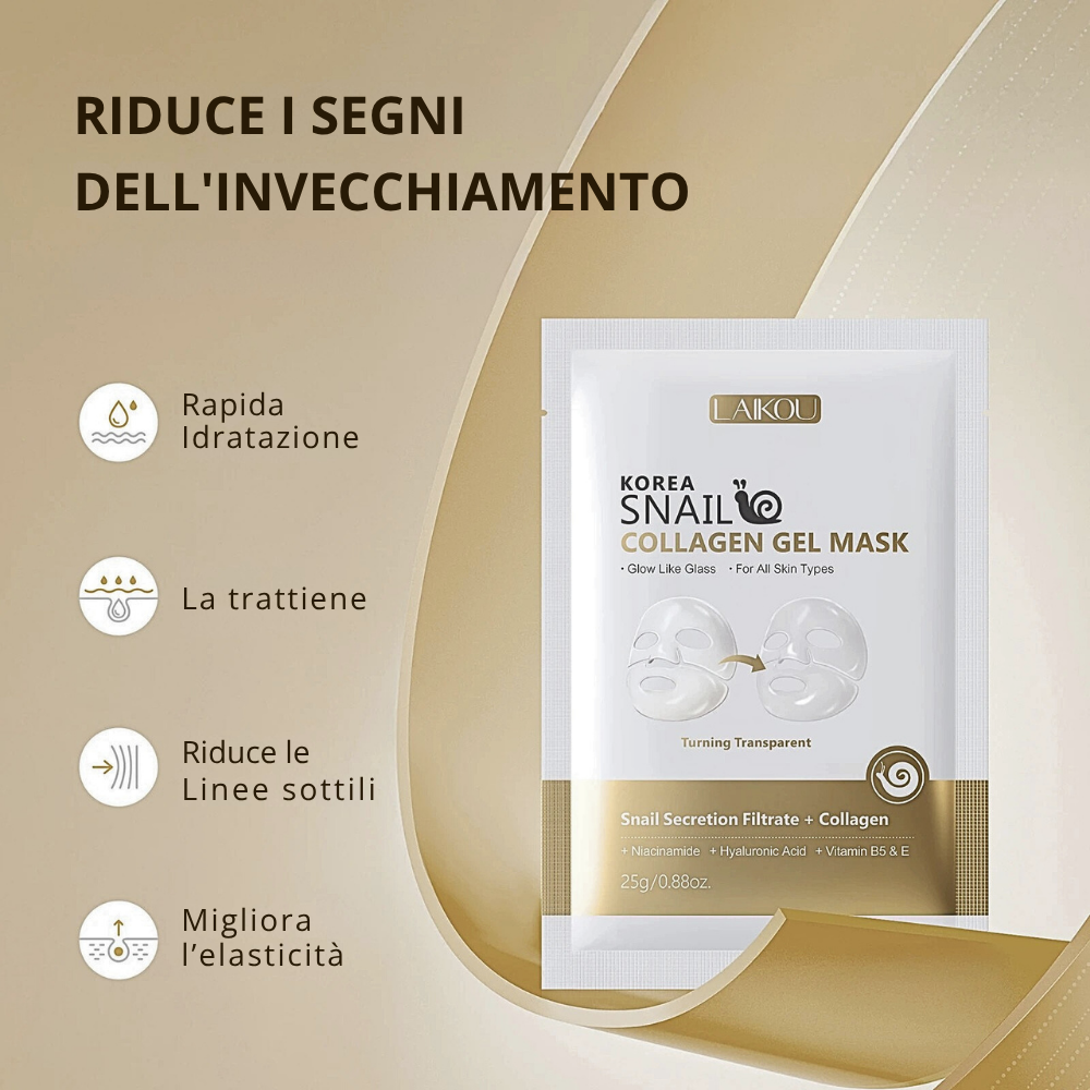 Maschera al Collagene di Bava di Lumaca e Acido Ialuronico