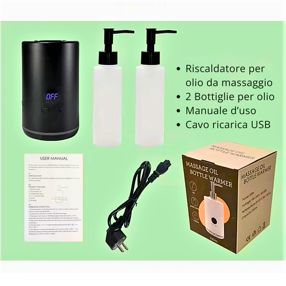 Dispositivo di Riscaldamento per Oli da Massaggio e Principi Attivi
