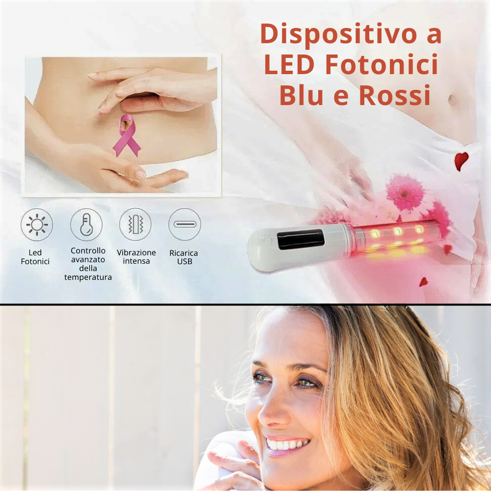 Dispositivo di fotobiostimolazione ginecologica con led fotonici rossi e blu