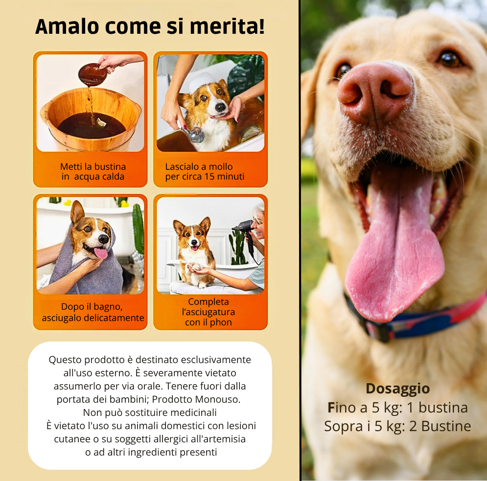 Composto Fitoterapico per la Pulizia e la Salute di Cani e Gatti