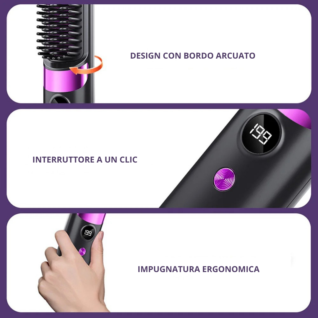 Spazzola Wireless Modellante agli Ioni Negativi