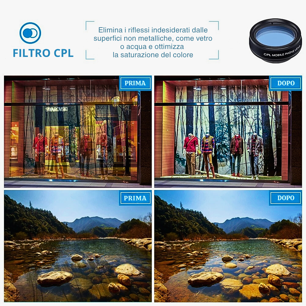 Kit 10 Obiettivi e Filtri Esterni per Smartphone