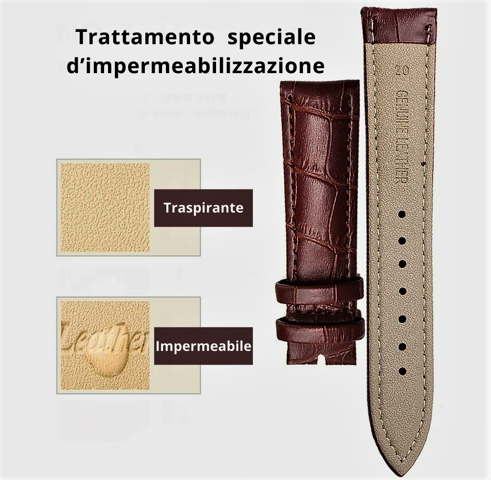 Cinturini per Orologio in Fiore di Pelle di Vitellino con Accessori